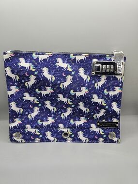 Vaultz Purple Unicorn Print Locking Pencil Case Cosmetic Bag